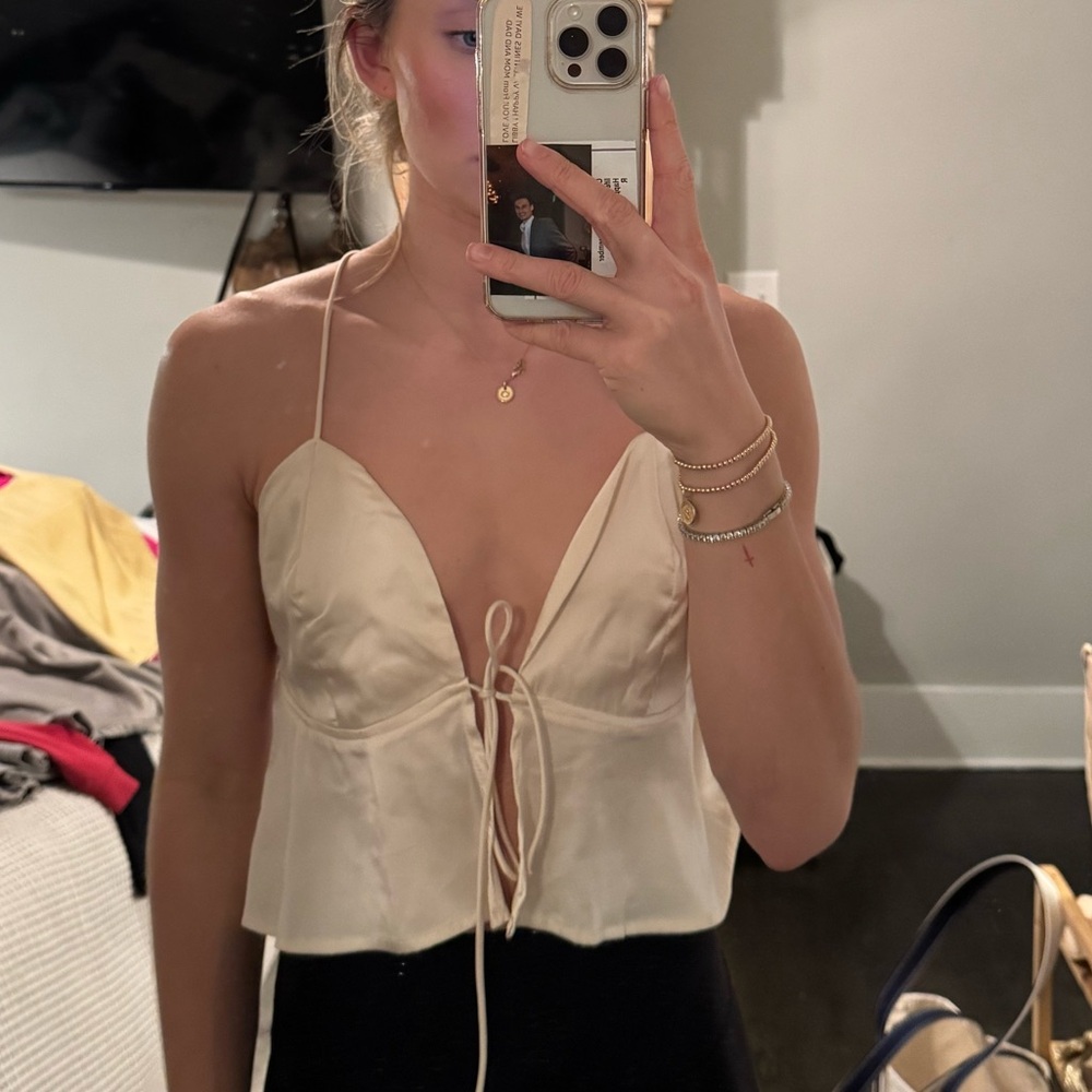 SUPERDOWN Satin Tie Tank Top